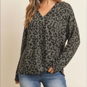 Limited Stock! Grey and Black leopard print top